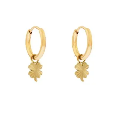 Amiek Flamed Clover oorbellen goud waterproof