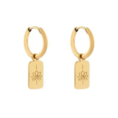 Amiek Lotus oorbellen staal goud zilver
