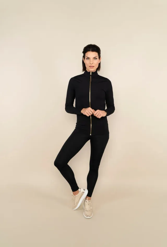 Laboutiek Sport Vest vest zwart gouden rits rekbaar