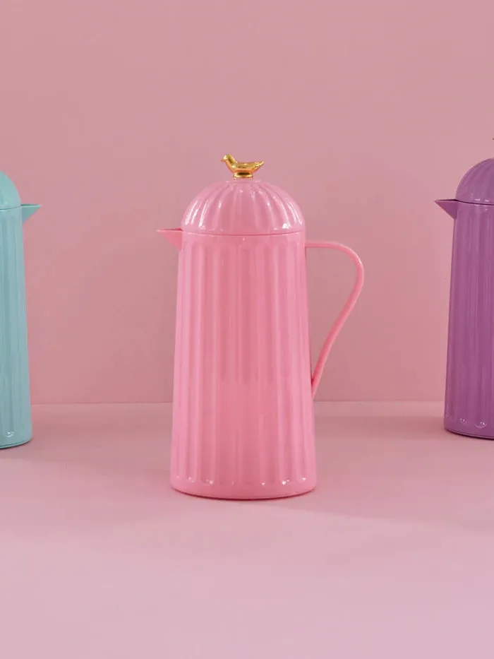 Amiek Thermoskan roze thermosfles 1 liter vogeltje
