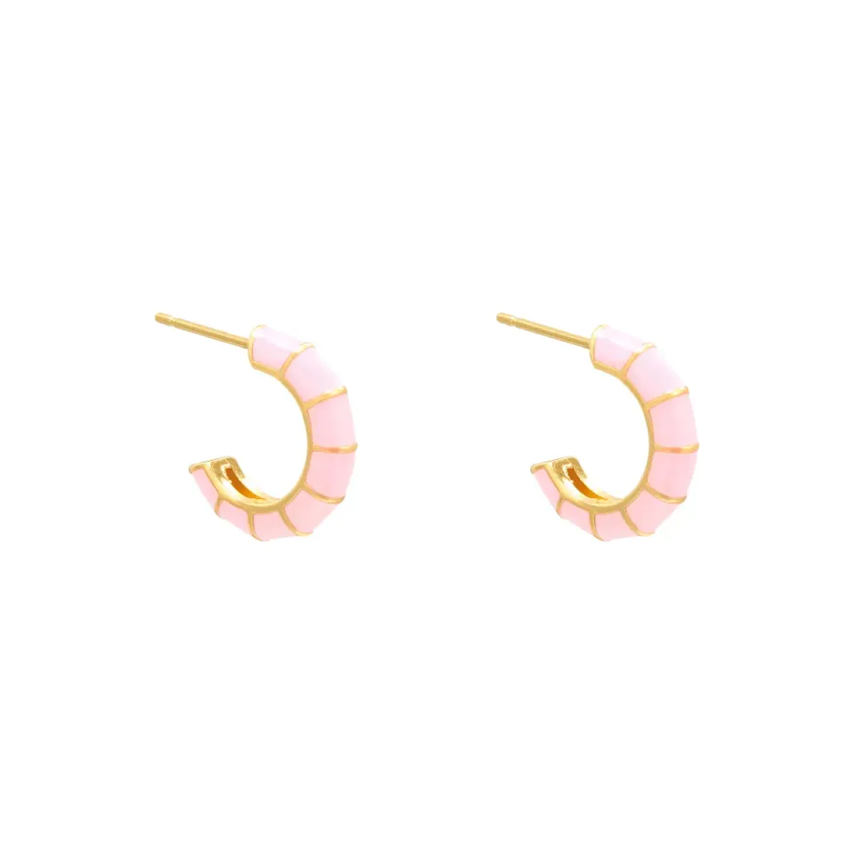 LOVEDRUNKY Wrap oorbel goud-roze 1,3 cm earparty