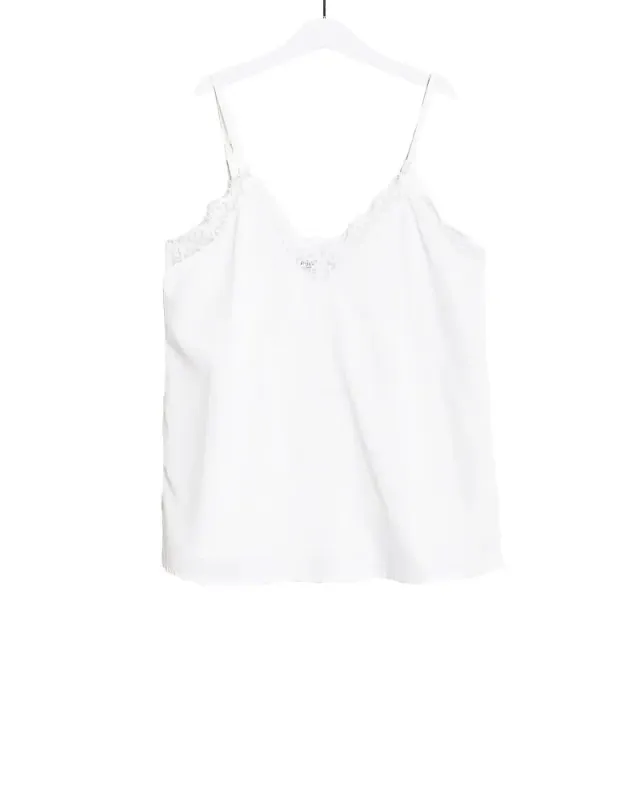LOVEDRUNKY Kant Singlet Wit Verstelbare Bandjes