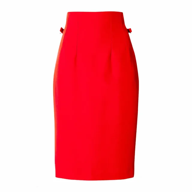 Laboutiek Pencil kokerrok rood hoge taille