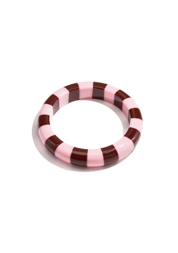 LOVEDRUNKY Bangle Resin armband roze bordeaux gestreept