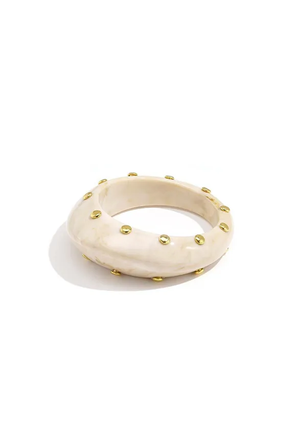 LOVEDRUNKY Bangle Studs armband beige 6,6 cm