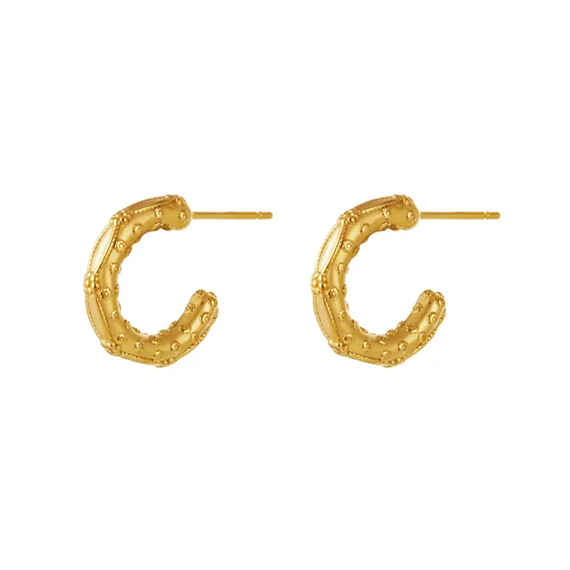 LOVEDRUNKY Steel oorbellen goud 1,9 cm detail