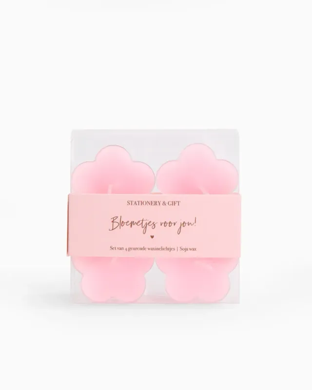 Amiek Waxinebloemetjes roze geurkaarsjes sojawax