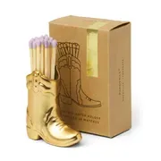 Amiek Cowboylaars luciferhouder goud met lucifers