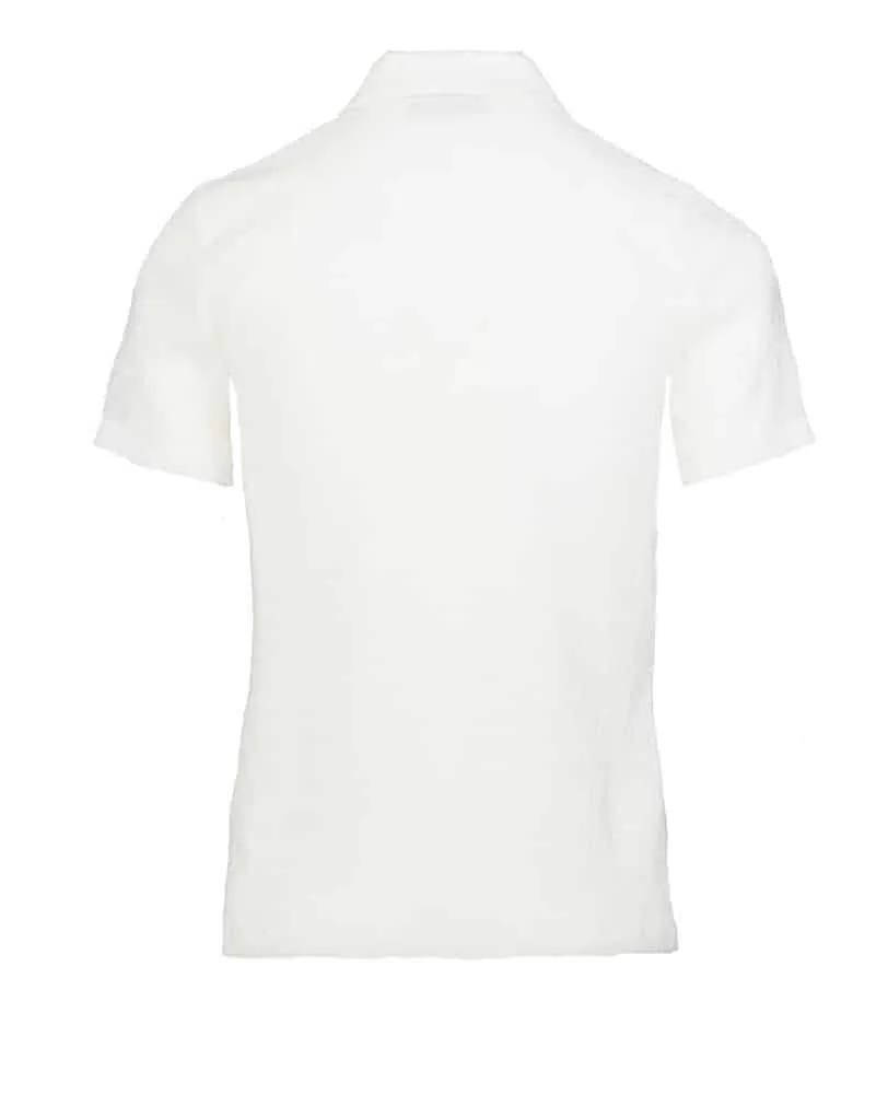 Seniorenkleding Krinkel polo korte mouw offwhite polyester