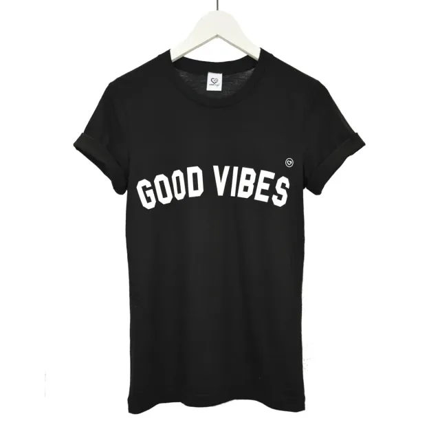 LOVEDRUNKY Good Vibes T-shirt Good Vibes shirt zwart