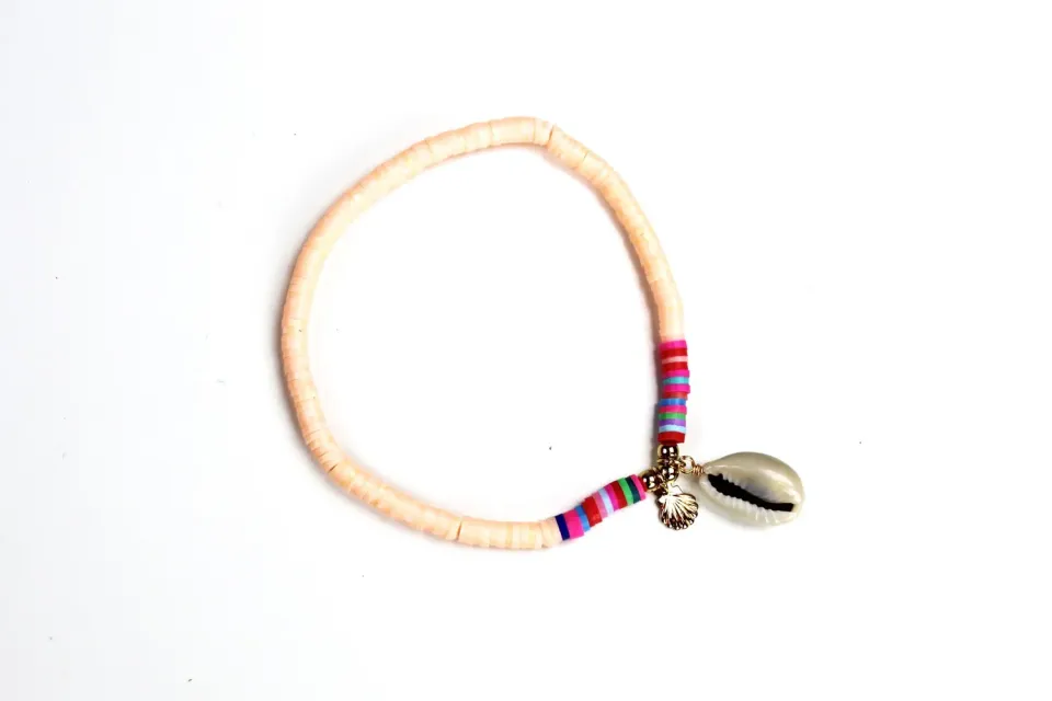 LOVEDRUNKY Schelp armband zalm zomer armcandy