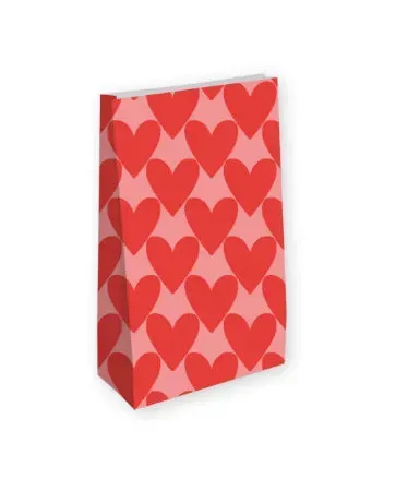 Amiek Kraft papieren zak hartjes XL roze rood