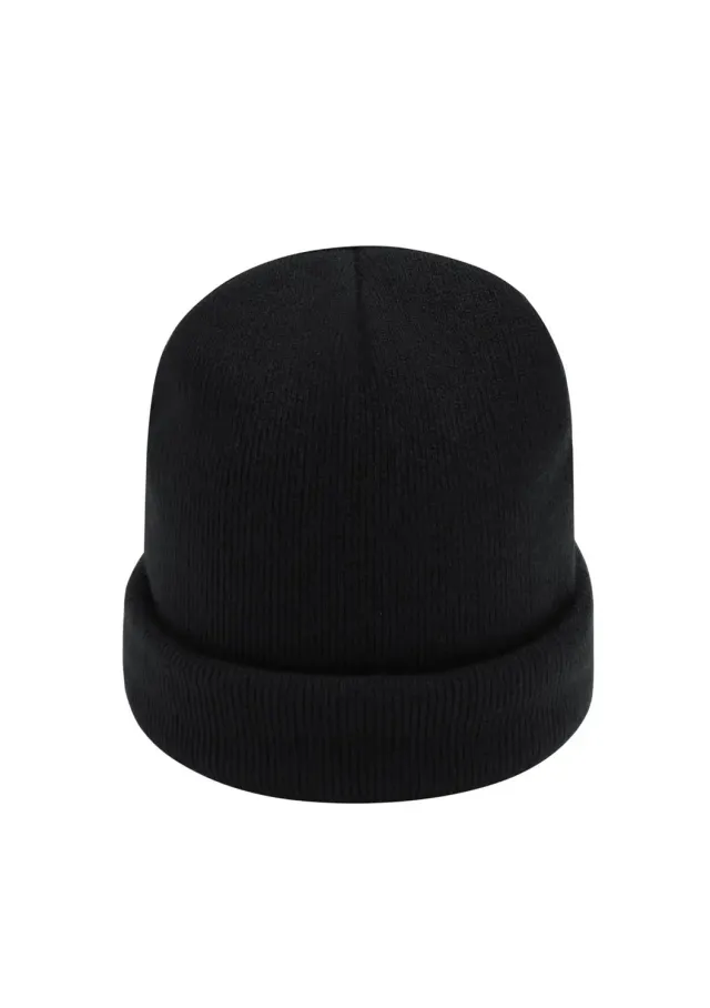 LOVEDRUNKY Beanie muts zwart gebreid omslag
