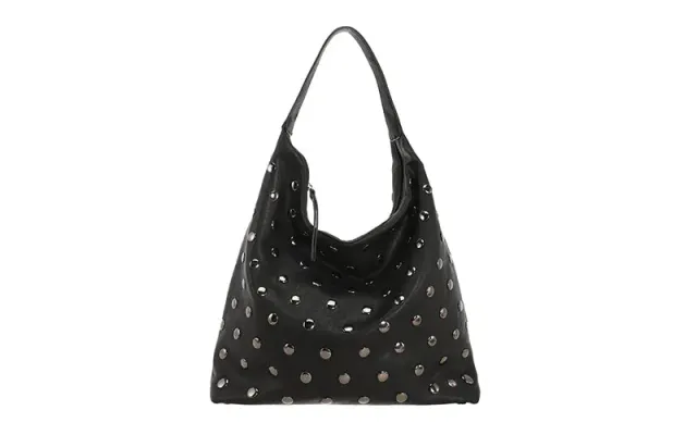 Amiek Veneto schoudertas zwart studs 45 cm