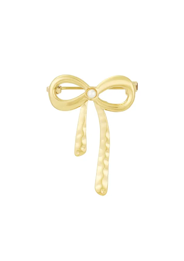 LOVEDRUNKY Parelstrik broche goud met parels