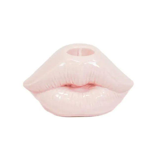 Amiek Lip kandelaar licht roze keramiek