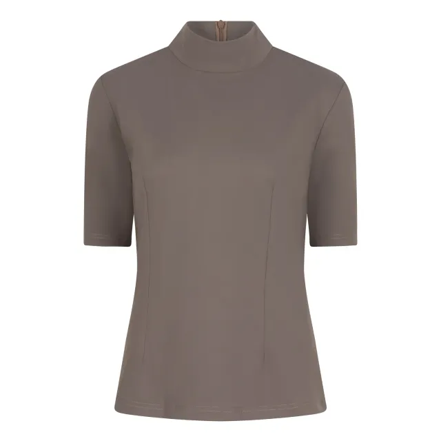 Laboutiek Donna Travel top taupe - driekwart mouw
