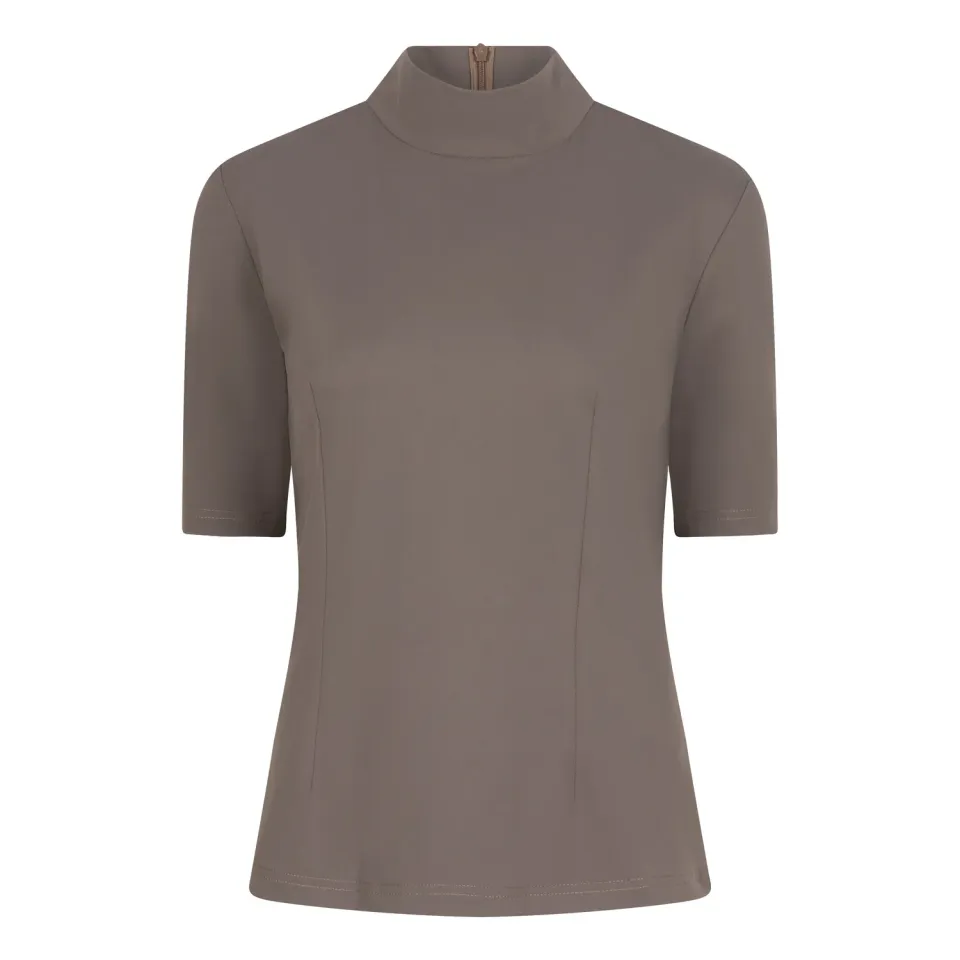 Laboutiek Donna Travel top taupe - driekwart mouw