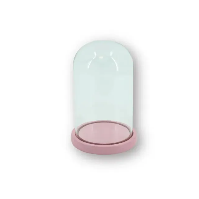 Amiek Stolp middel glas stolp lichtroze 22 cm