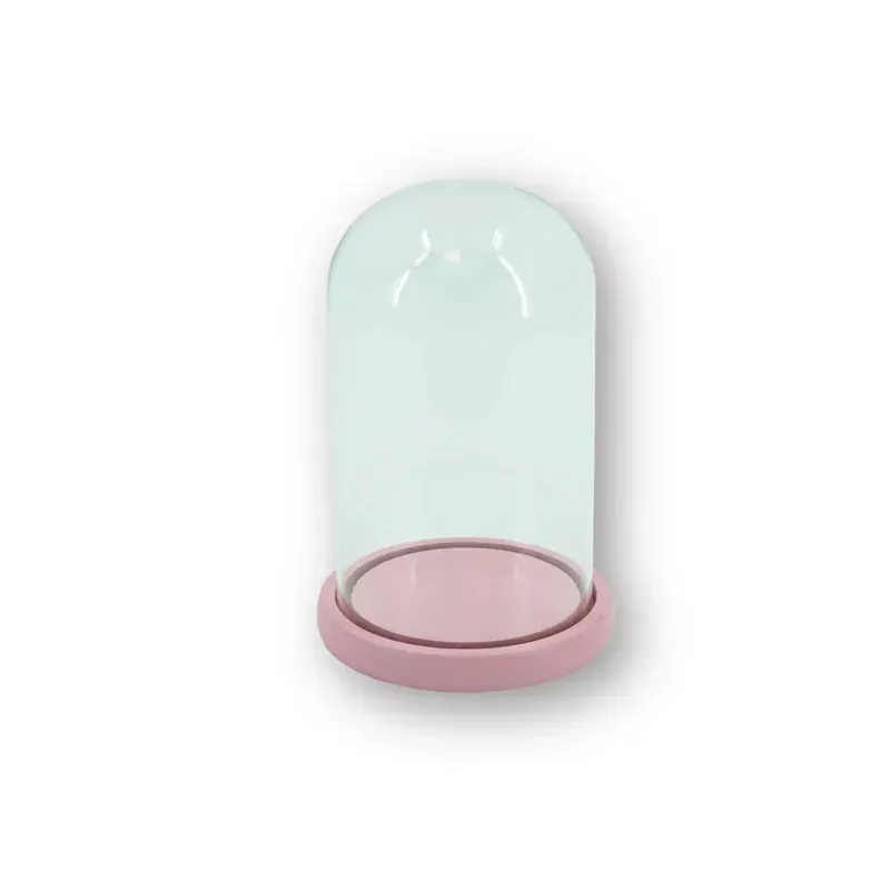 Amiek Stolp middel glas stolp lichtroze 22 cm