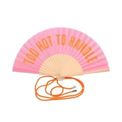 Amiek Too Hot Too Handle waaier roze met koord