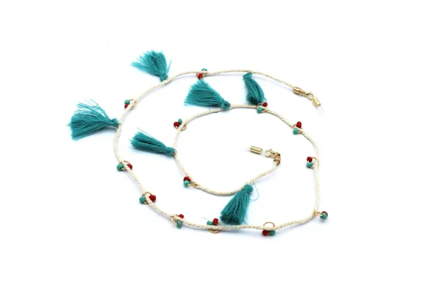 LOVEDRUNKY brillenkoord blauw goud 70 cm