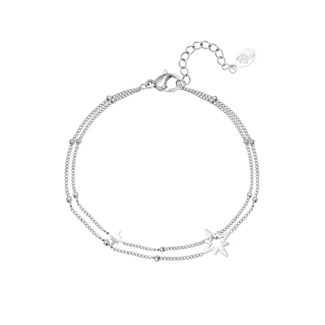 LOVEDRUNKY Kazoo armband Zilver sterren 16,5 cm