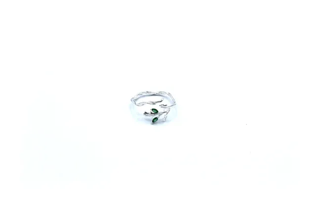 LOVEDRUNKY Ring Branch ring zilver met groene steentjes