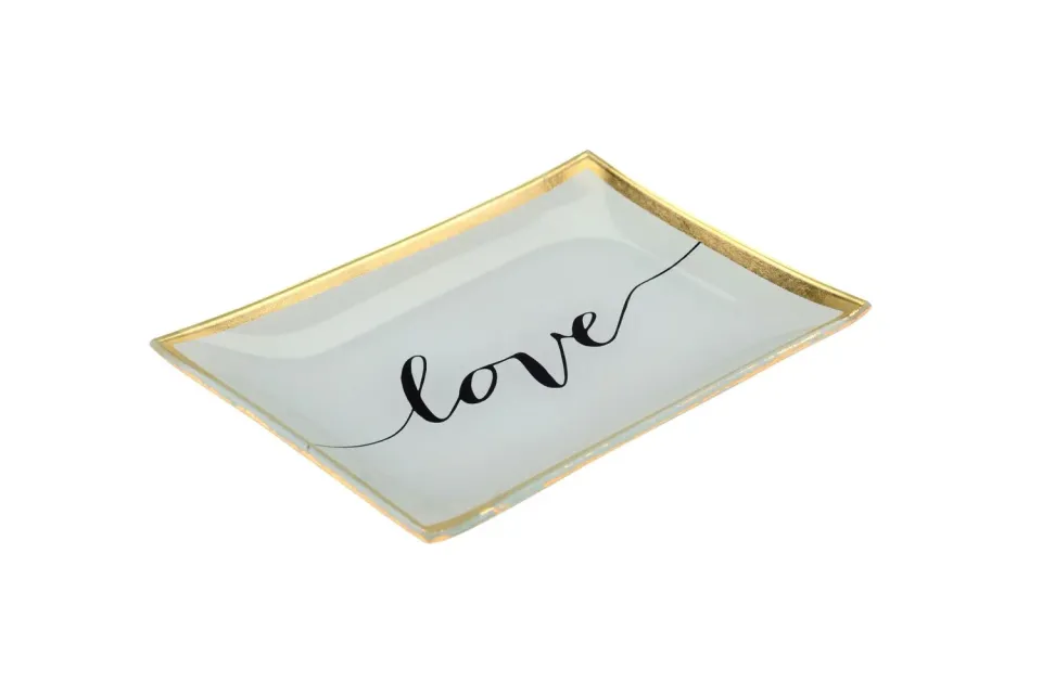Loveplate Love schaaltje glas wit M 10x14,2 cm