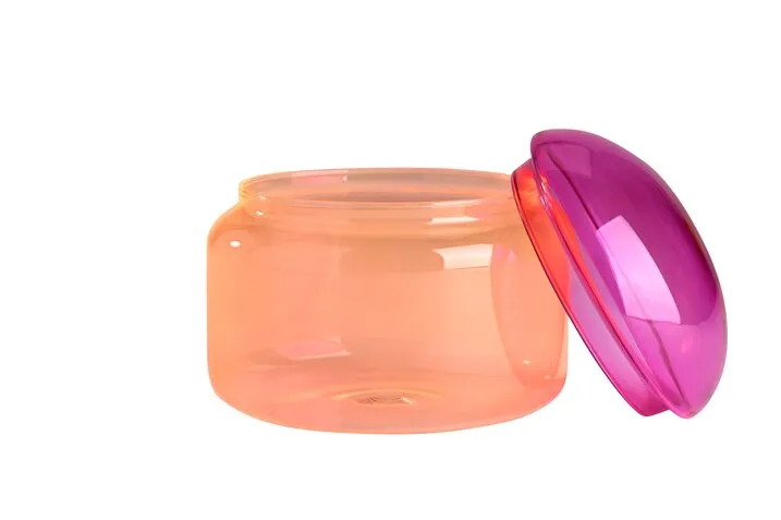 Amiek Glazen Pot snoeppot roze oranje 14 cm