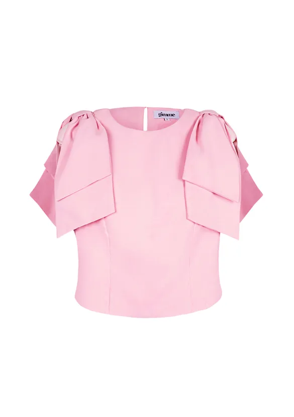 LOVEDRUNKY Big Bow Top met strik Roze gevoerd