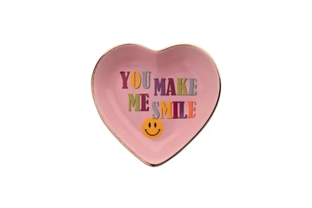 Loveplate Make Me Smile S schaaltje porselein roze 10 cm