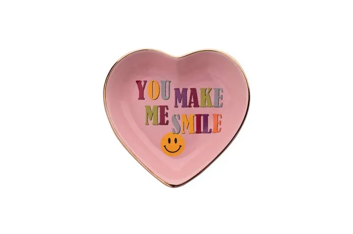 Loveplate Make Me Smile S schaaltje porselein roze 10 cm