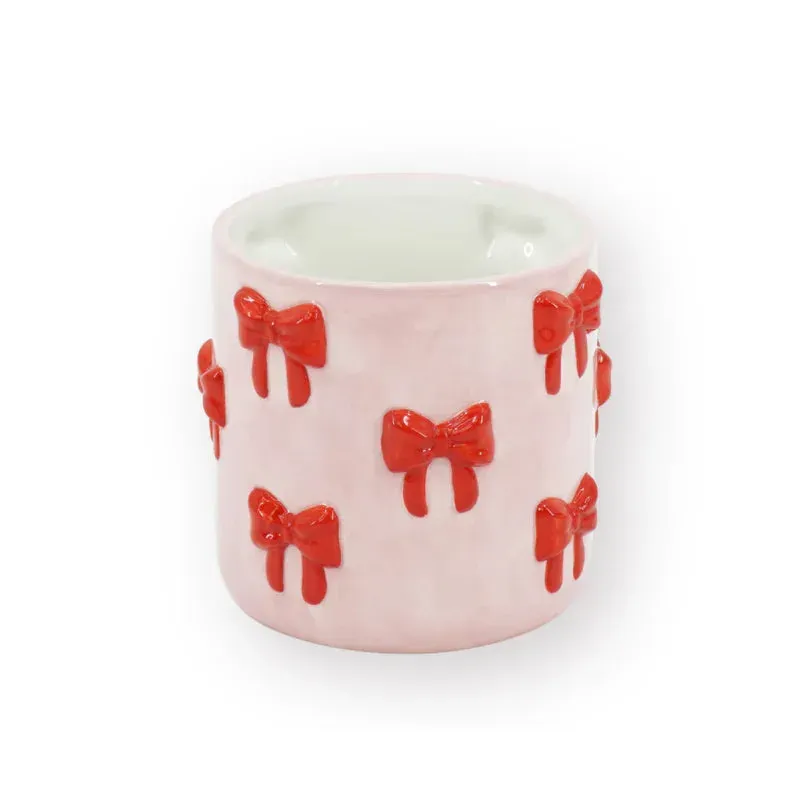 Amiek Strikjes plantenpot roze rood 15,5 cm dolomiet