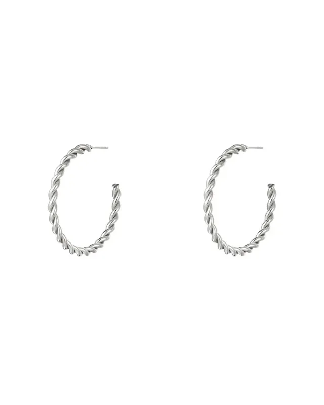 LOVEDRUNKY Hoop oorbellen zilver twisted 4 cm