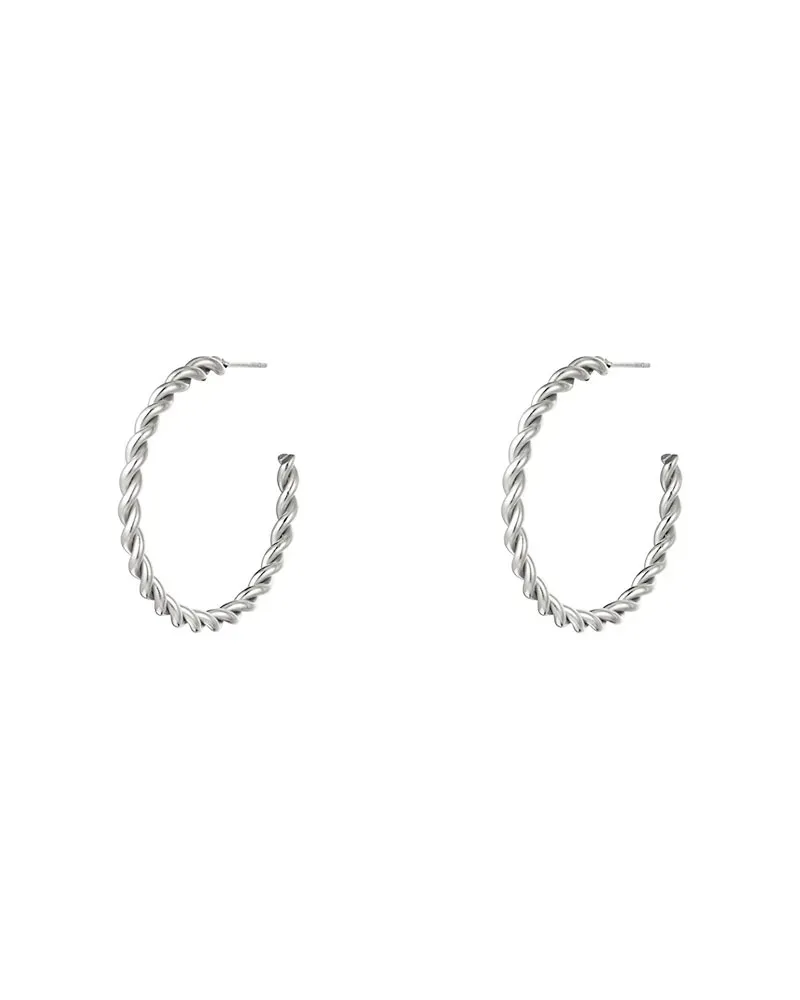 LOVEDRUNKY Hoop oorbellen zilver twisted 4 cm