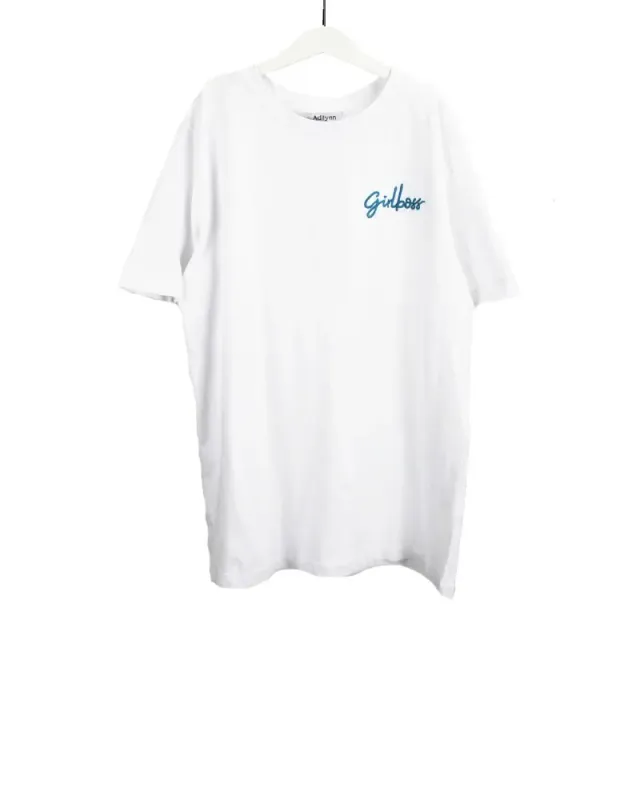 LOVEDRUNKY Girlboss t-shirt blauw baggy borduursel