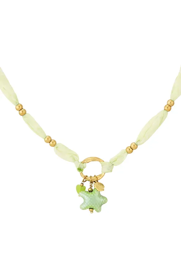 LOVEDRUNKY Starry ketting groen goud 40 cm lint
