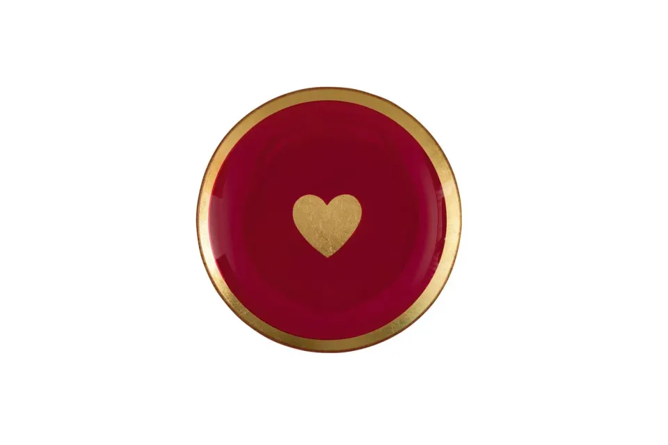Amiek Loveplate M schaaltje hart roze glas