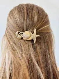 Amiek Ariel sea treasure haarclip goud met schelp