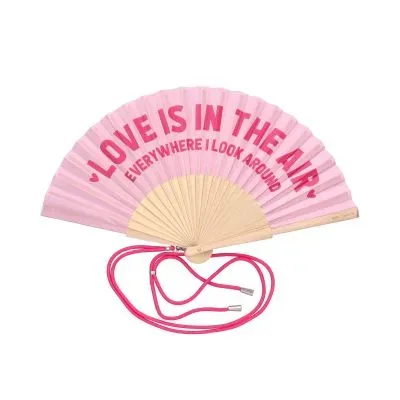 Amiek Love Is In The Air waaier roze hout 42cm
