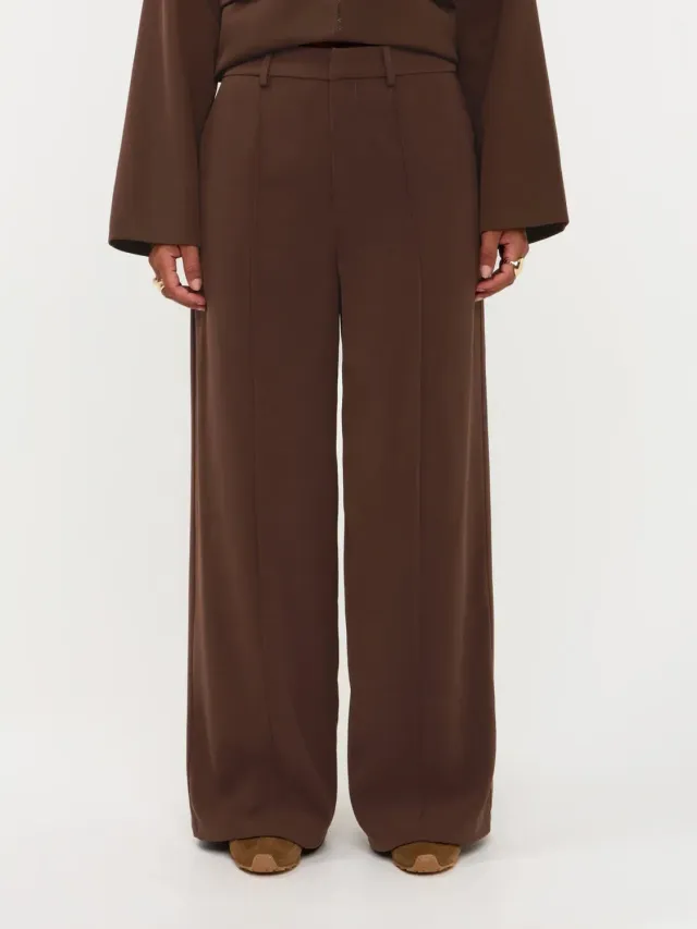 Amiek Pants Geneve pantalon donkerbruin wide leg