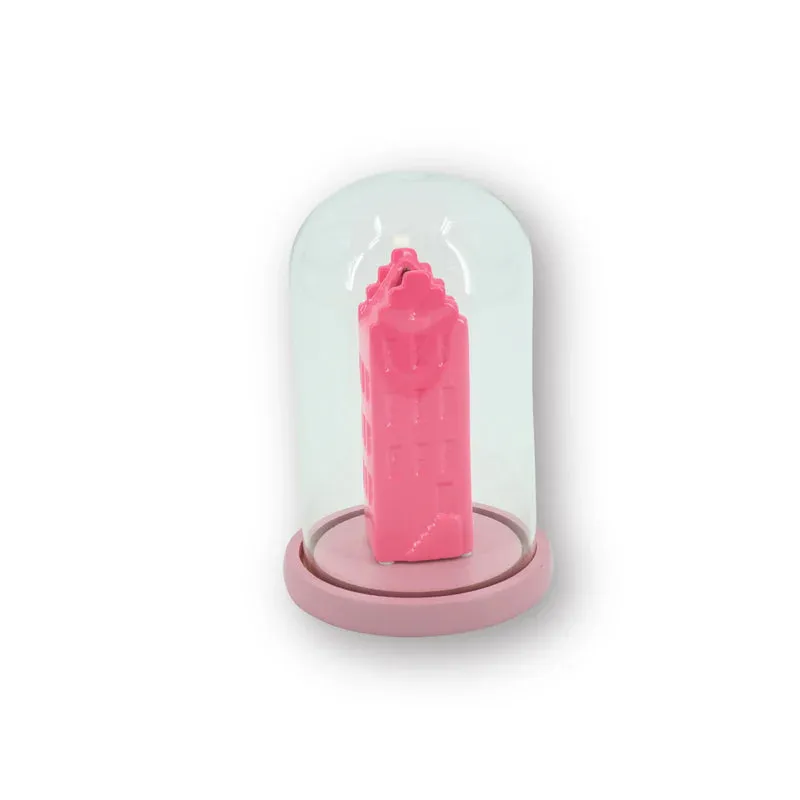 Amiek Stolp middel glas stolp lichtroze 22 cm