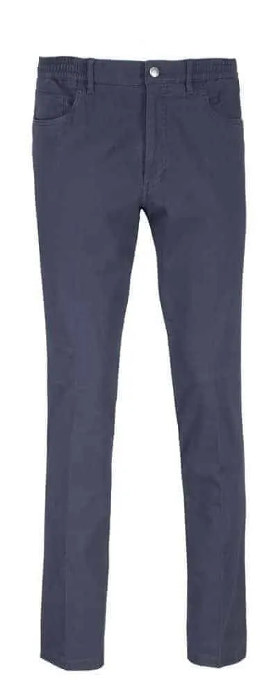Seniorenkleding Mario E+knoop heren pantalon marine blauw katoen
