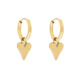 Amiek Dangling Heart oorbellen goud RVS