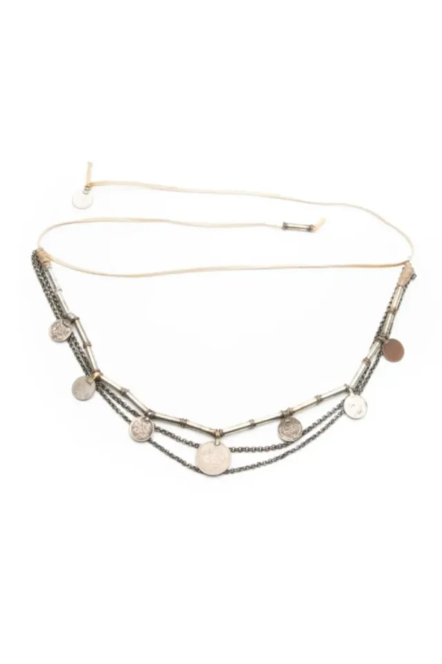 Amiek Salome Short Belt ketting beige verzilverd