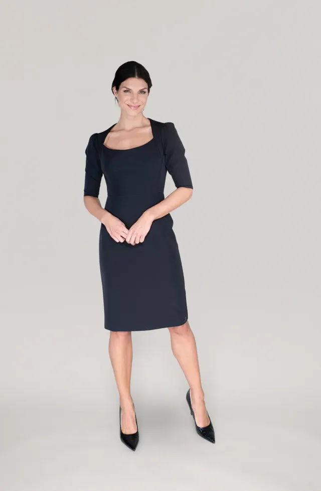 Laboutiek The Shoulder jurk zwart zakelijk