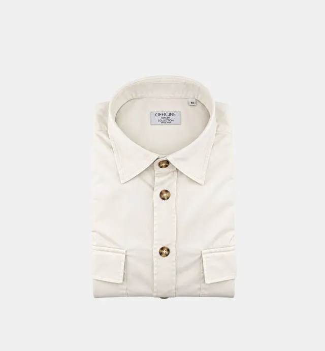 Officine Napoli Oder 1379 Over overhemd wit katoen