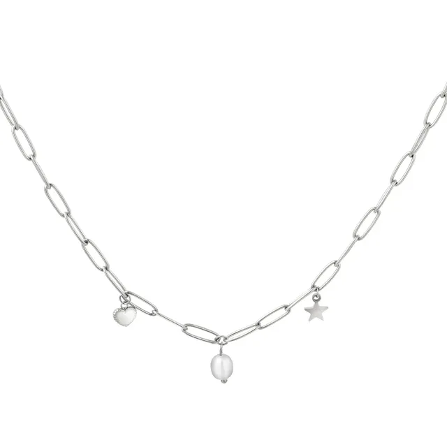 LOVEDRUNKY Ketting Bedels ketting zilver 38 cm hartje
