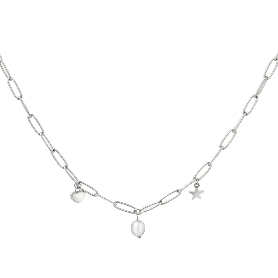 LOVEDRUNKY Ketting Bedels ketting zilver 38 cm hartje